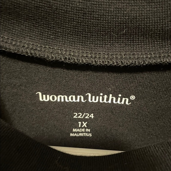 Woman Within Classic Black Long Sleeved Mock Turtleneck. - Picture 3 of 5